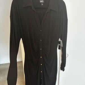 INC International Concepts Black Collared Top